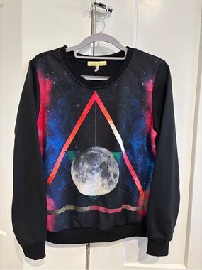 Miss Morena Black Space Moon Crewneck. Size M